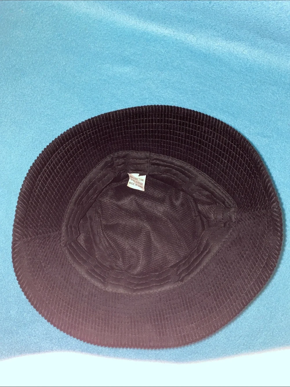 CORDUROY Bucket hat soft cotton black unknown brand beach trendy NEW size OSFA
